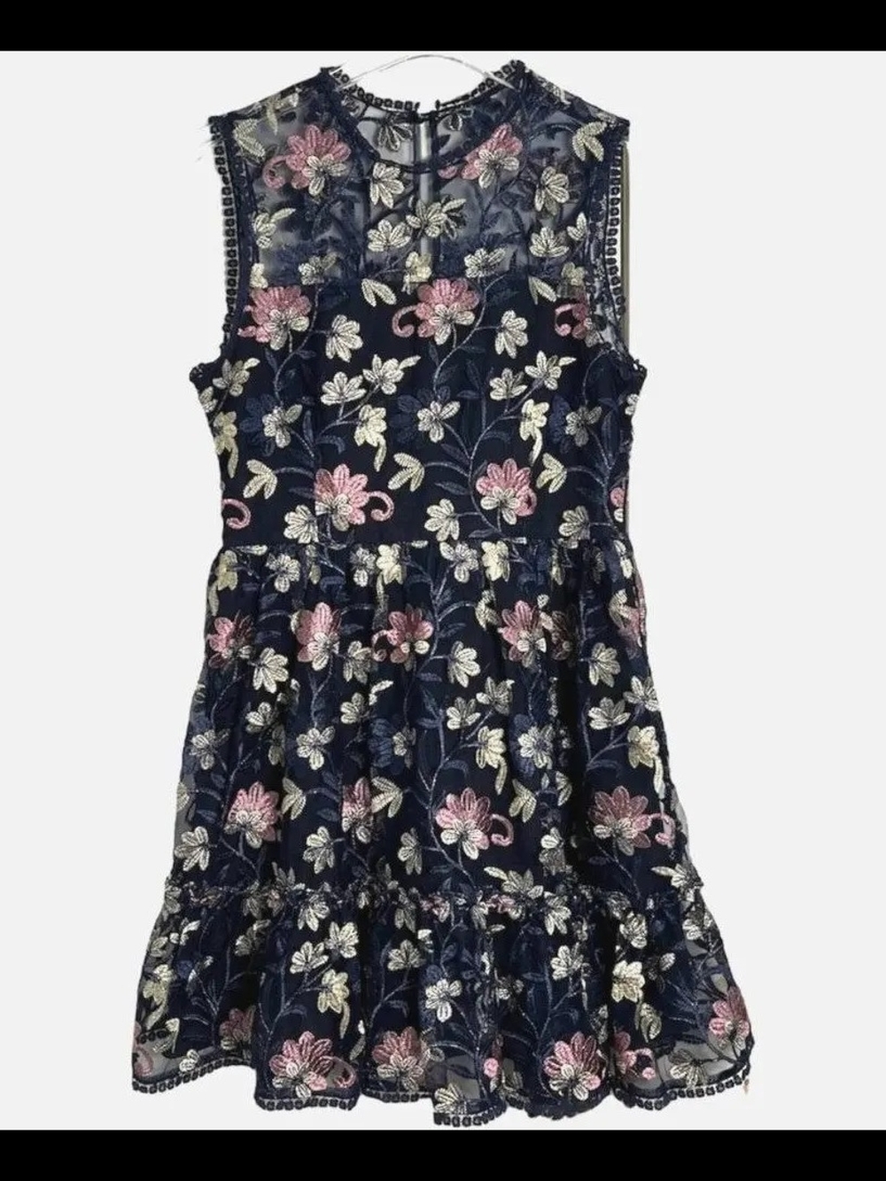 Women's Navy Floral Embroidered Lace Sleeveless Dress By Cupcakes & Cashmere